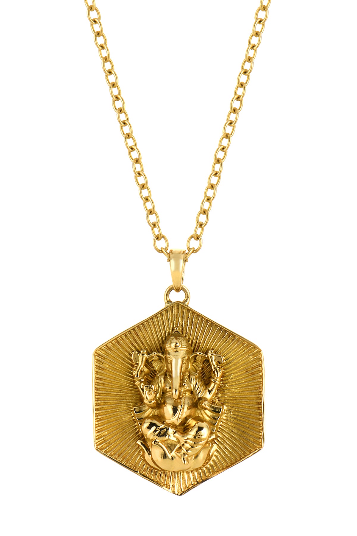 Ganesh Hexagonal Medallion Panchdhatu