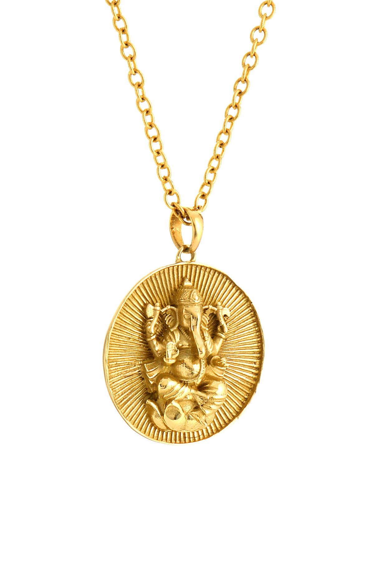 Ganesh Round Medallion Necklace Panchdhatu