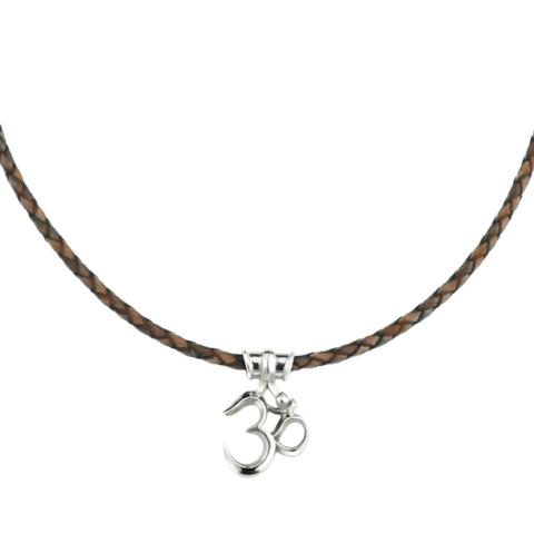 Om necklace large leather cord