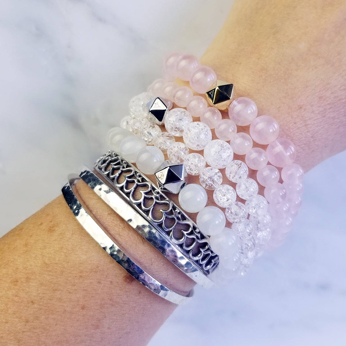 Ice Flake Quartz Crystal Intention Bracelet