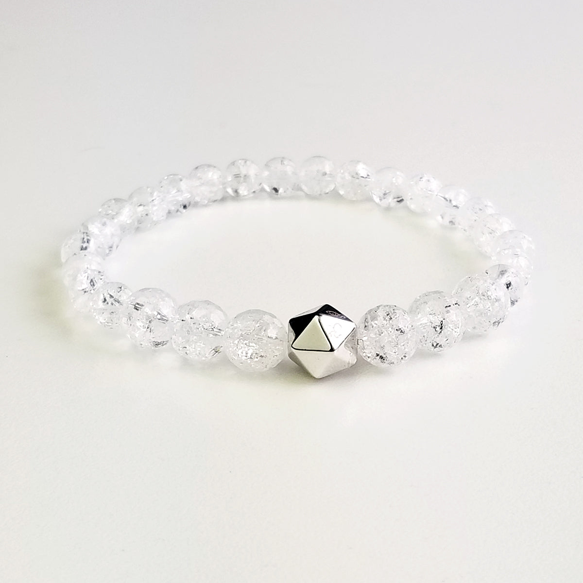 ice flake clear quartz crystal intention bracelet Anahata