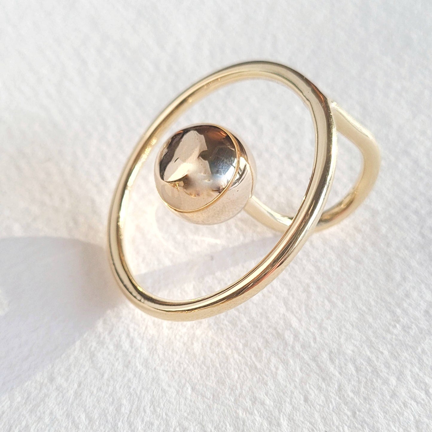 Brass bold designer orbit sphere ring handcrafted Bisjoux
