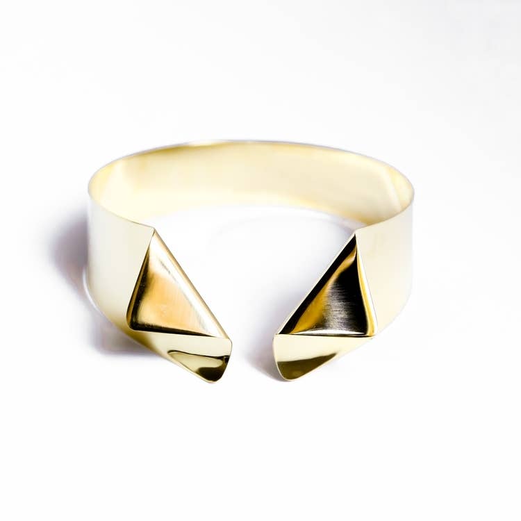 Brass or silver small tuxedo collar necklace runway