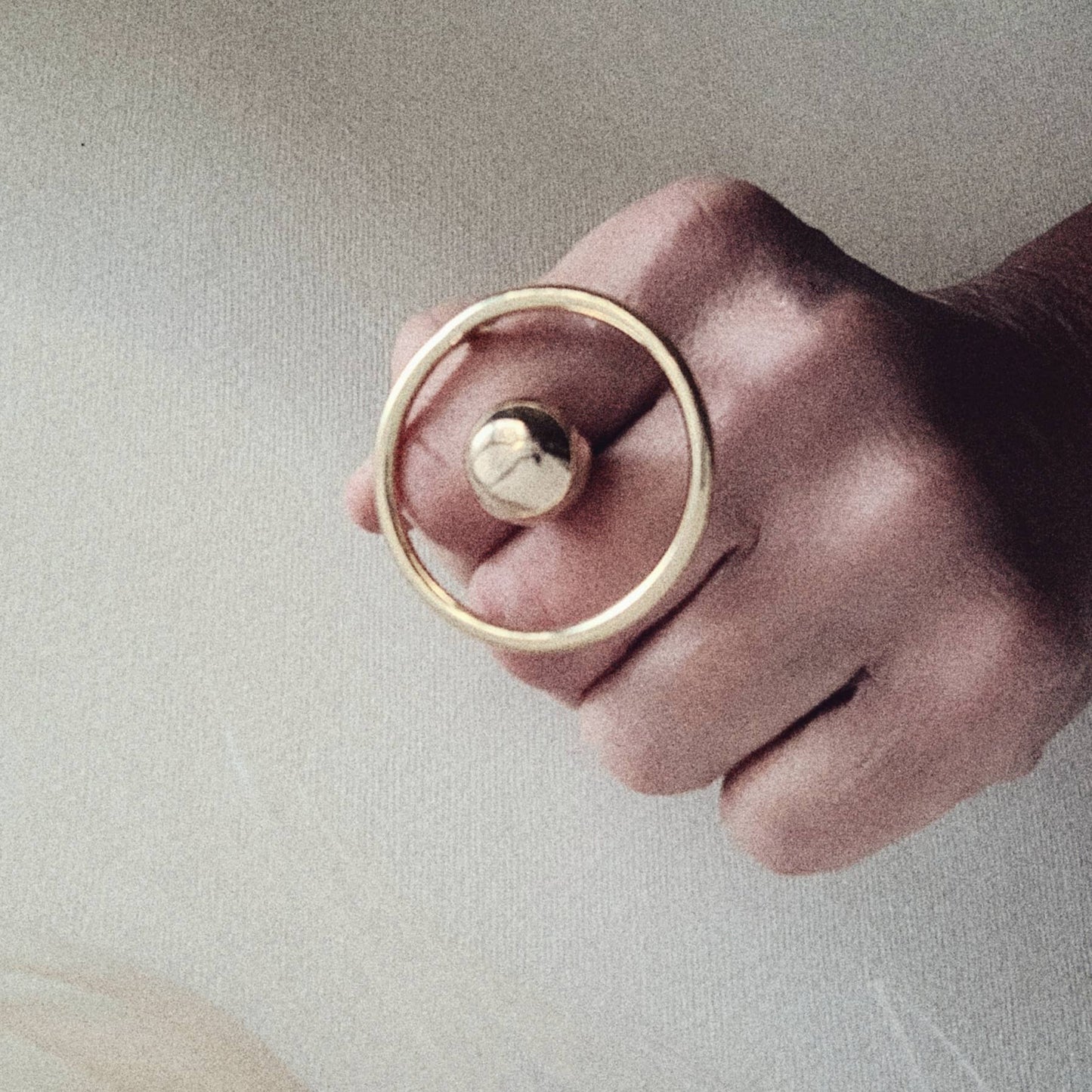 Brass bold designer orbit sphere ring handcrafted Bisjoux
