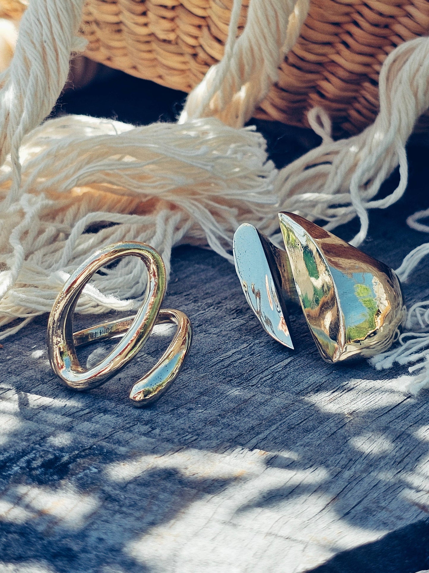 Brass ring bold statement adjustable handmade