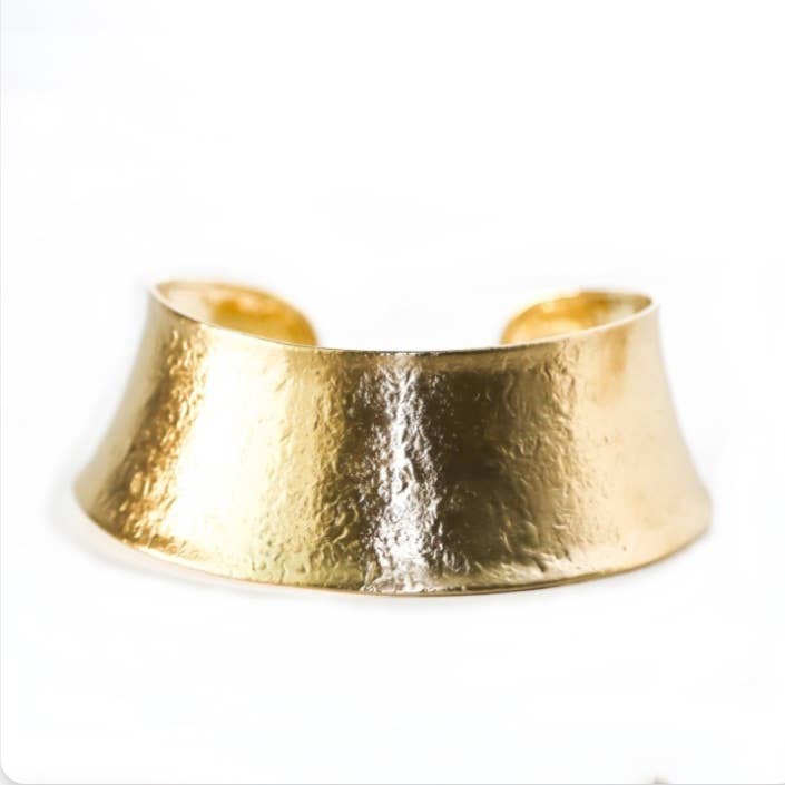 Brass satin textured bold Curve Collar Necklace