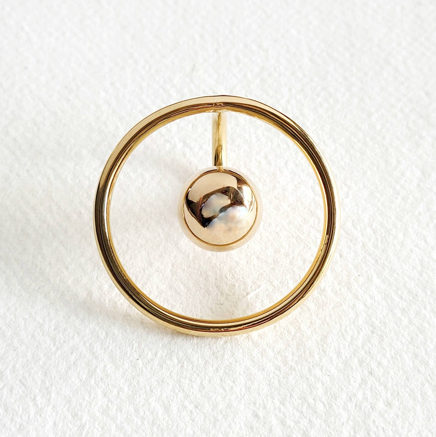 Brass bold designer orbit sphere ring handcrafted Bisjoux