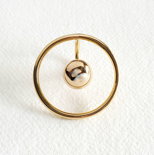 Brass bold designer orbit sphere ring handcrafted Bisjoux