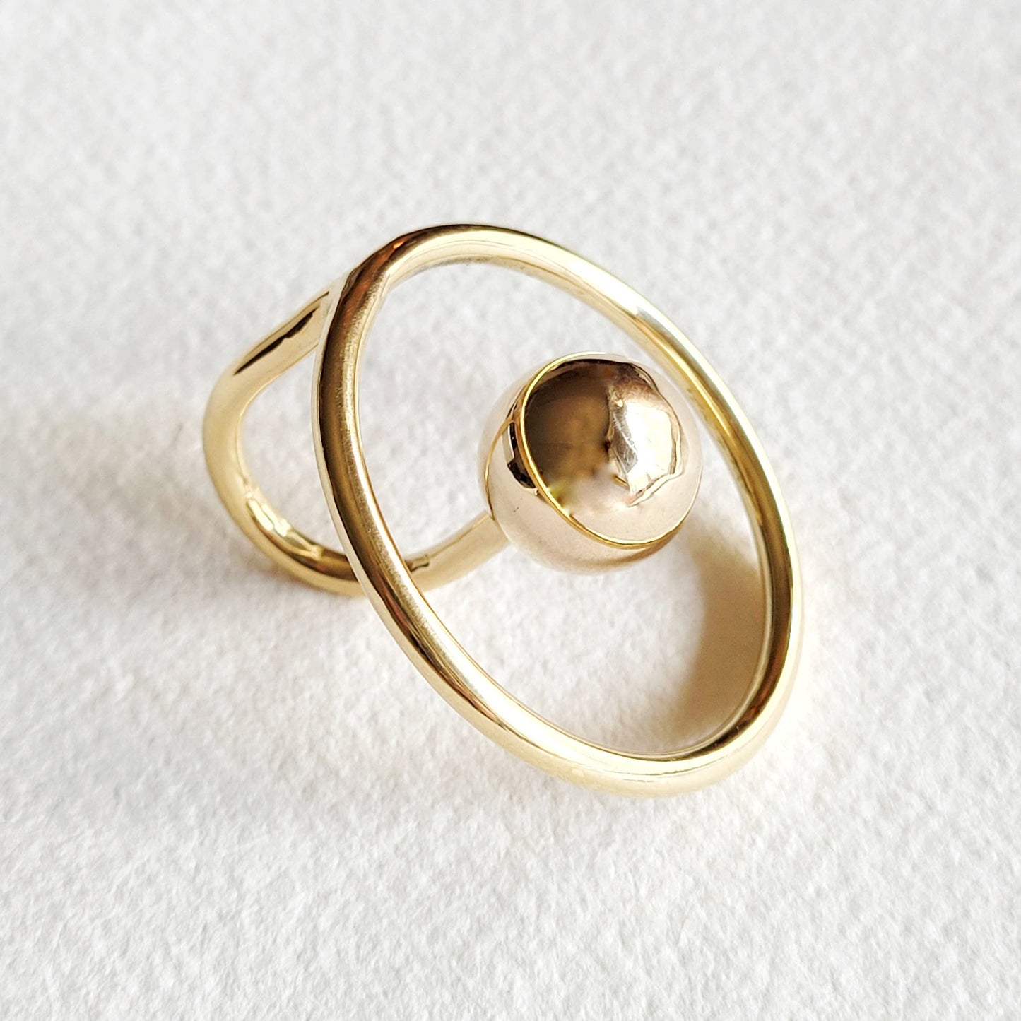 Brass bold designer orbit sphere ring handcrafted Bisjoux