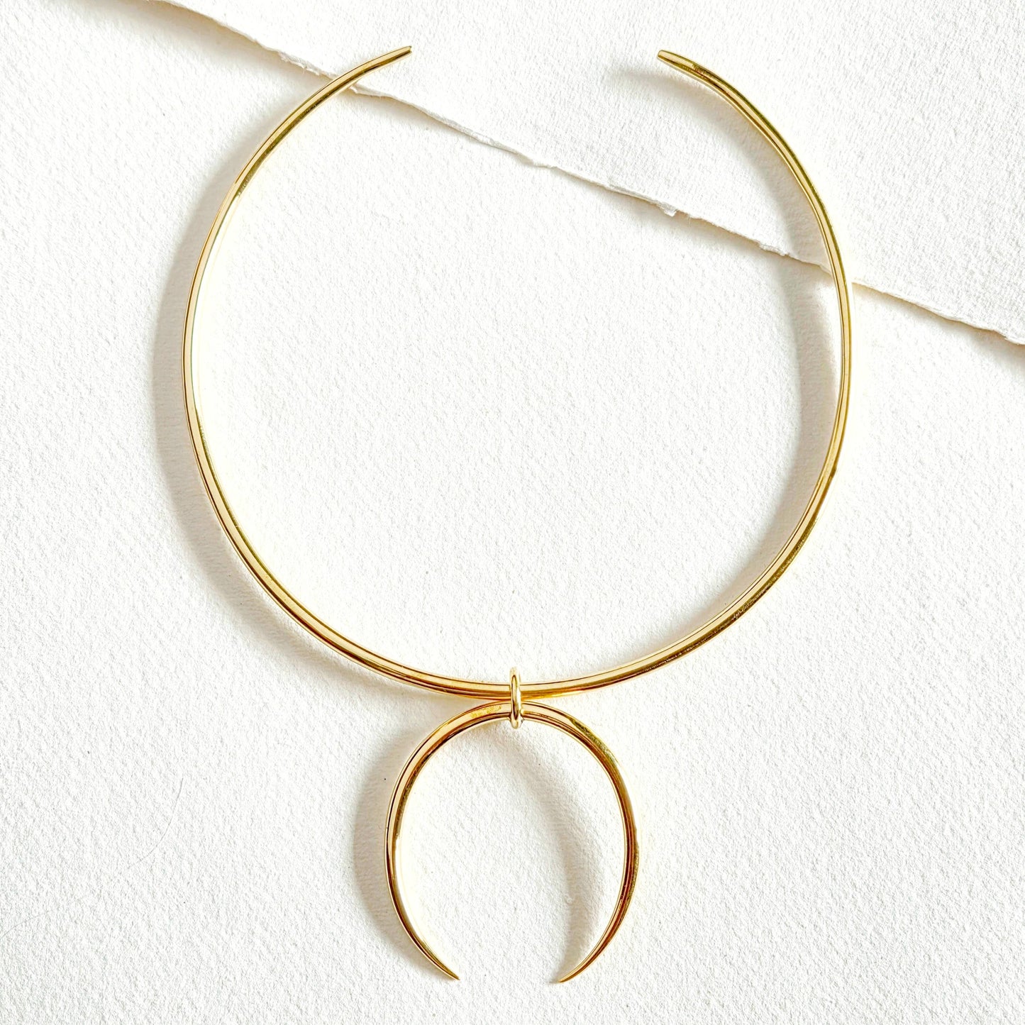 Solid brass smooth minimal collar arc claw necklace talan