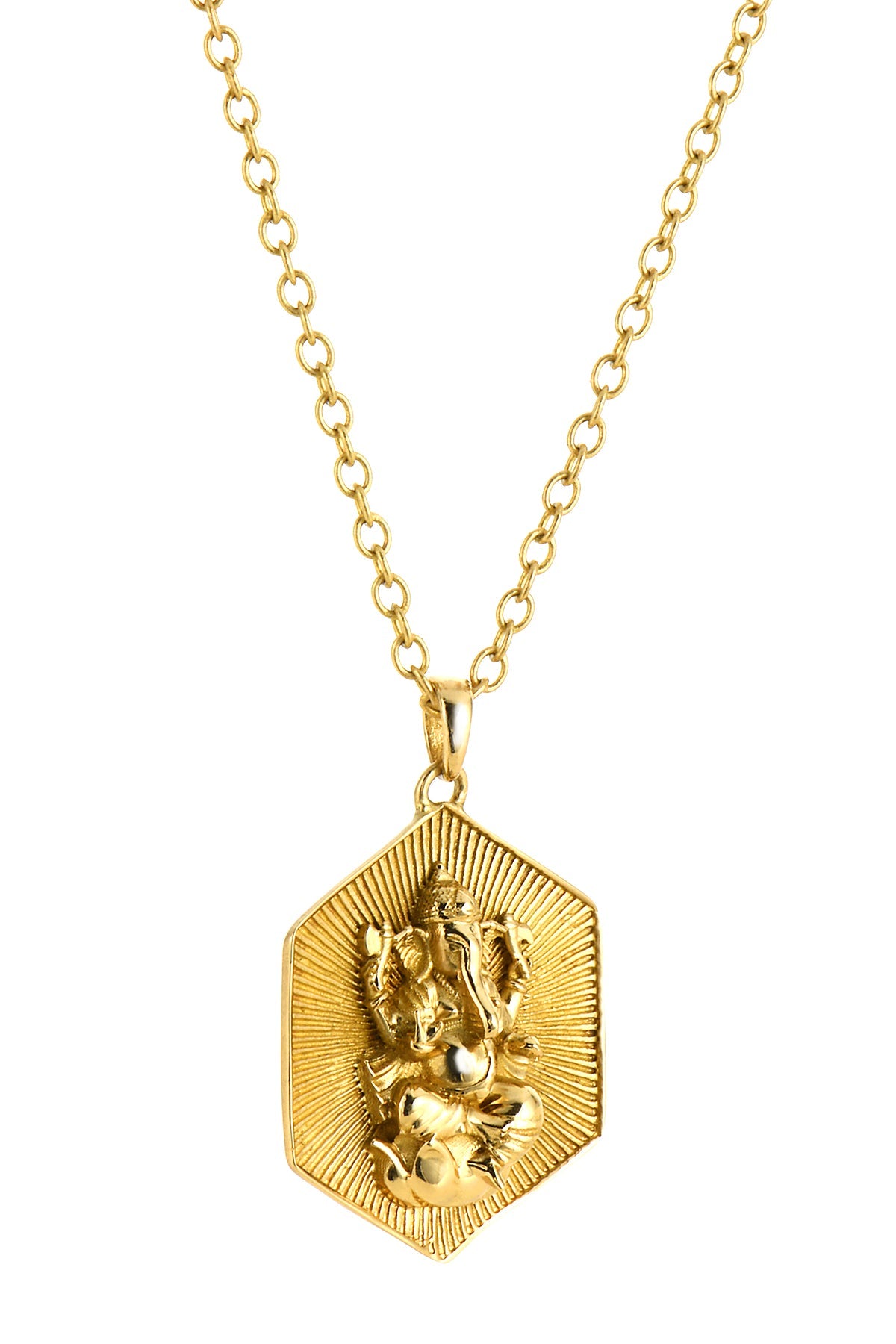 Ganesh Hexagonal Medallion Silver