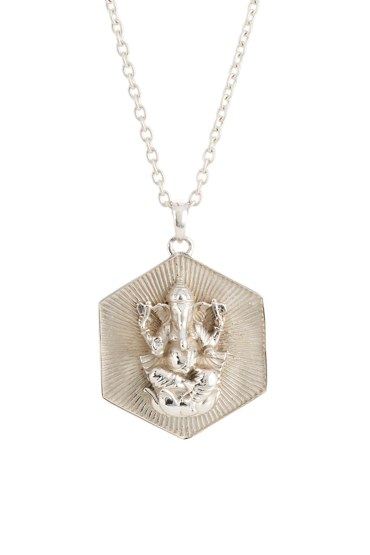 Ganesh Hexagonal Medallion Silver