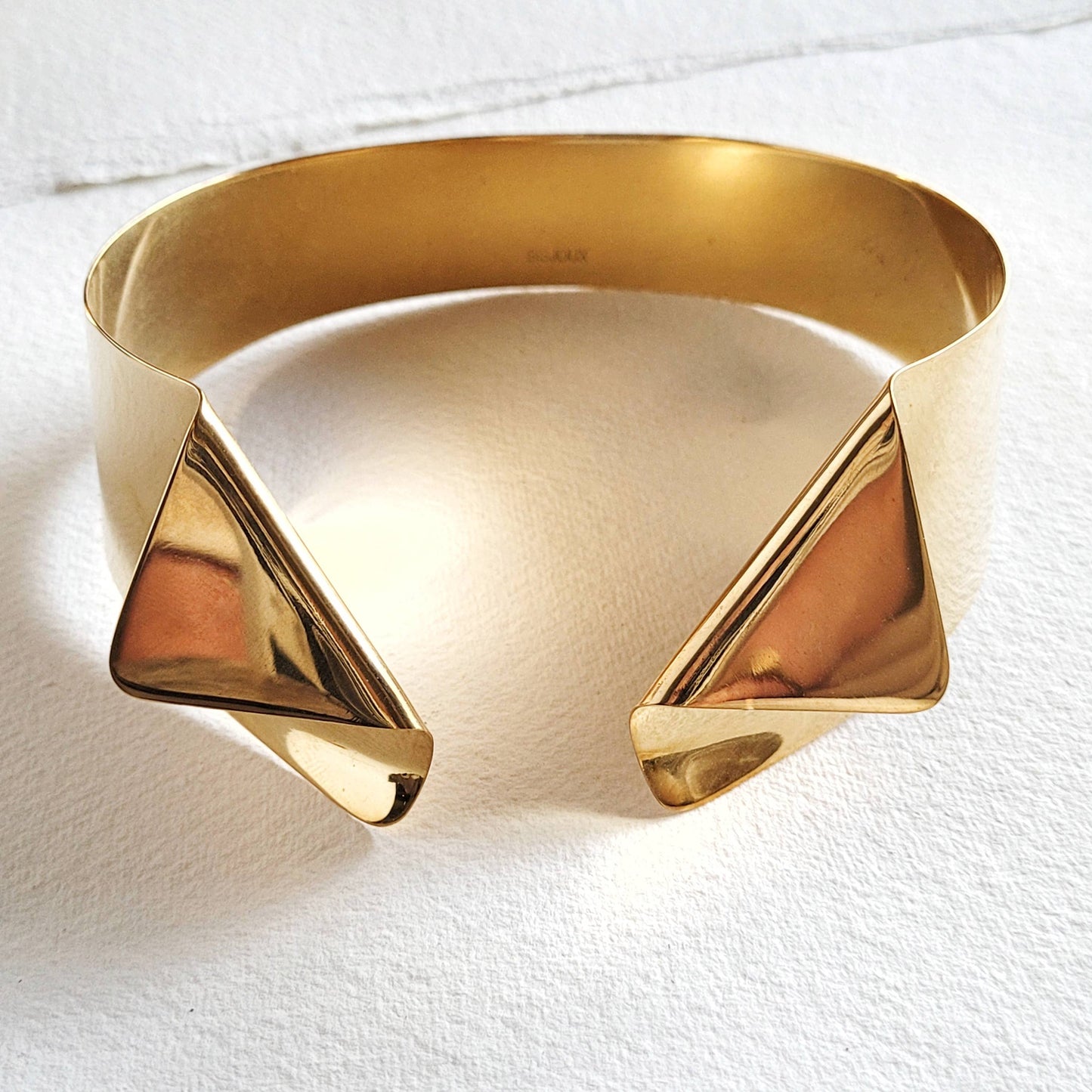 Brass or silver small tuxedo collar necklace runway