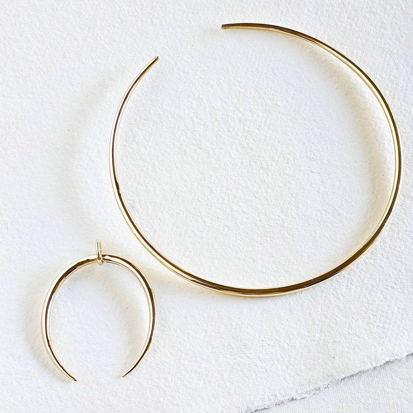 Solid brass smooth minimal collar arc claw necklace talan