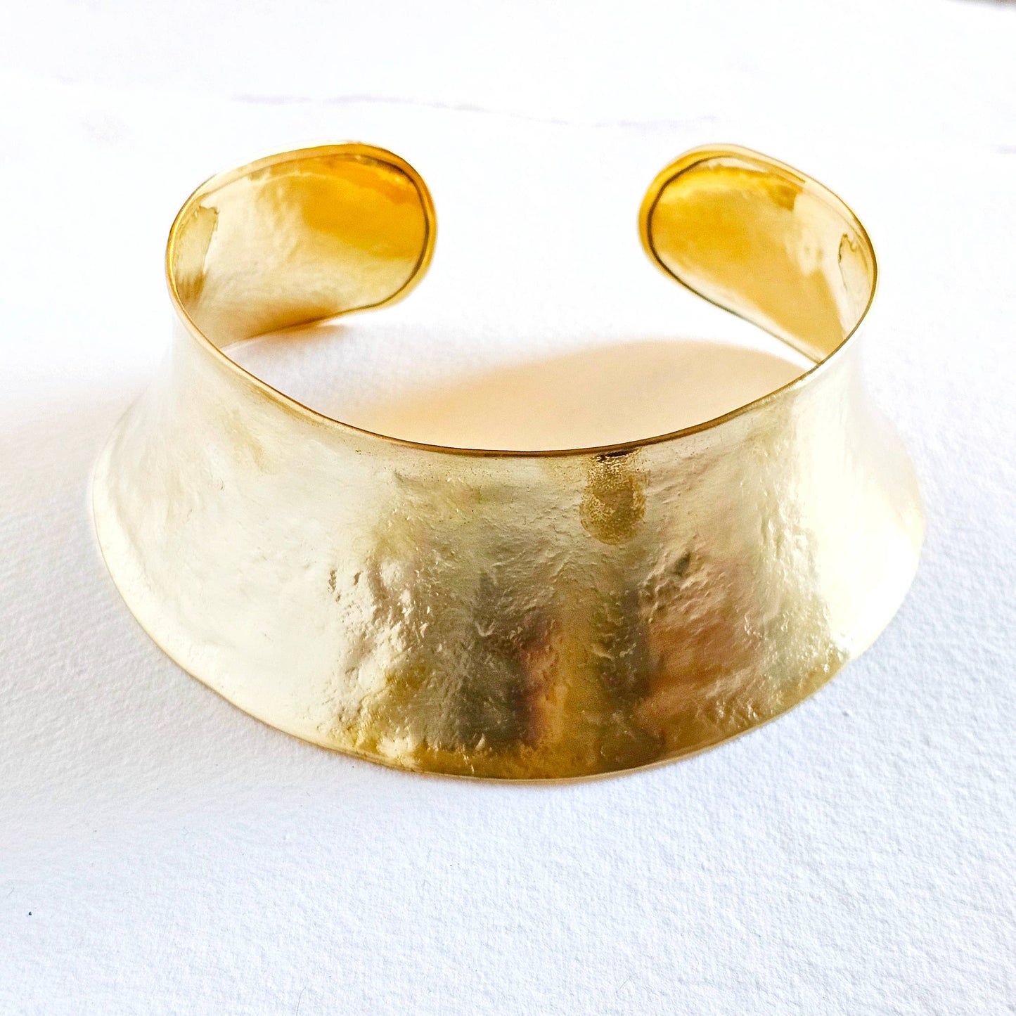 Brass satin textured bold Curve Collar Necklace
