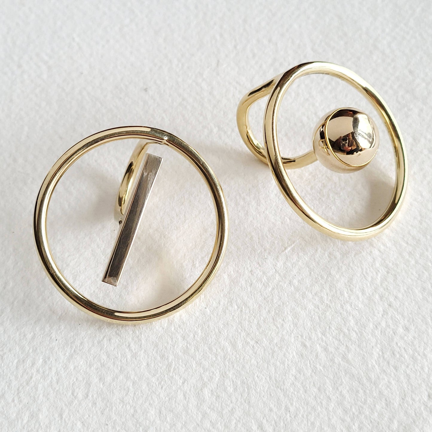 Brass bold designer orbit sphere ring handcrafted Bisjoux