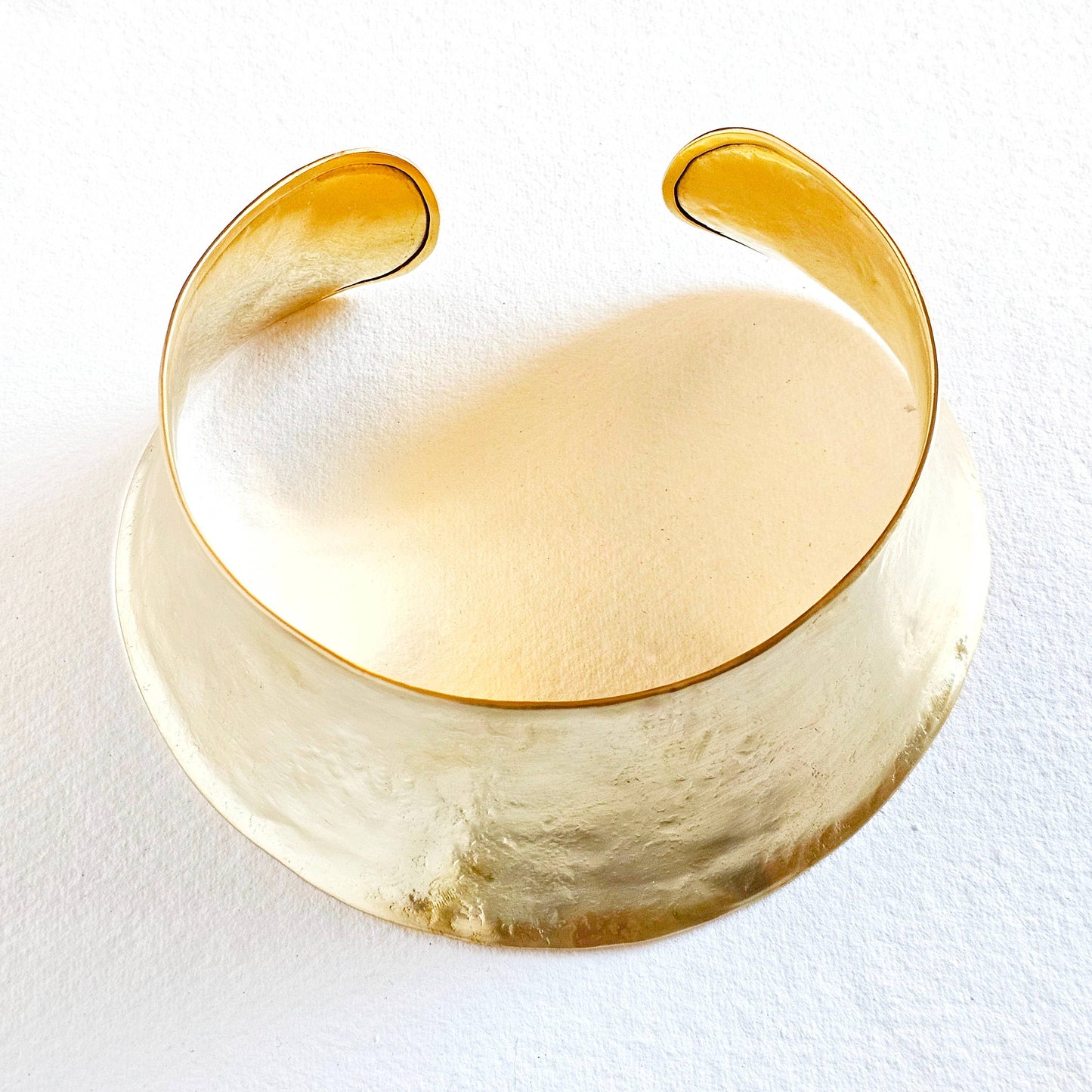 Brass satin textured bold Curve Collar Necklace