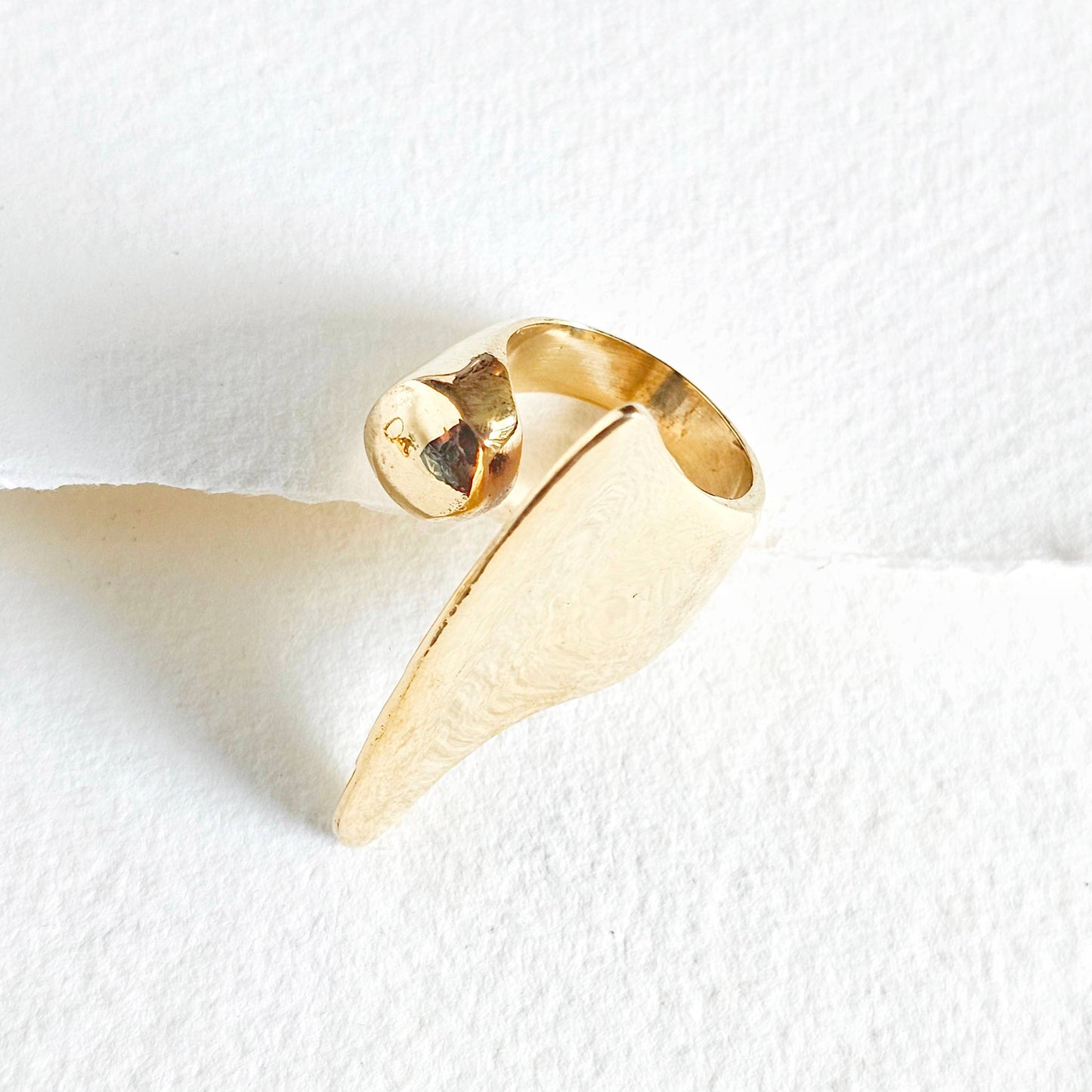 Brass blade sphere ring open adjustable handmade