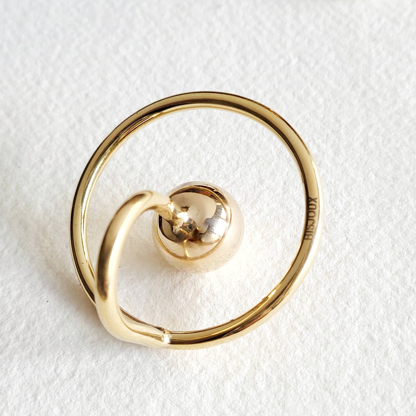 Brass bold designer orbit sphere ring handcrafted Bisjoux