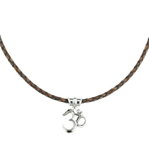 Om necklace large leather cord