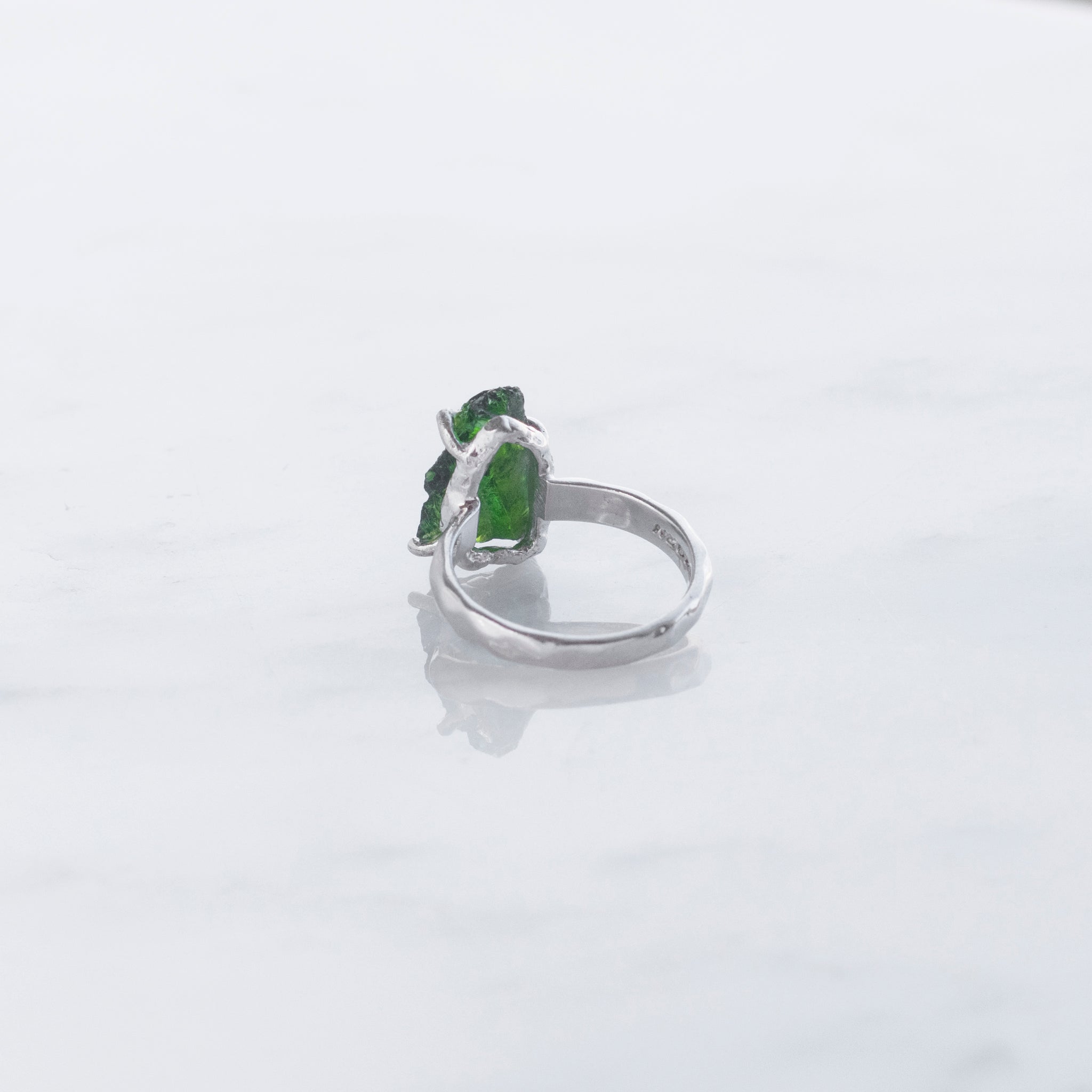Chrome Diopside Rough Crystal Ring