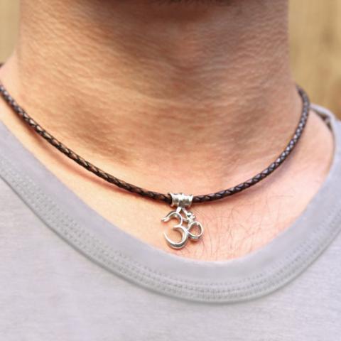 Om Necklace on Braided Cord
