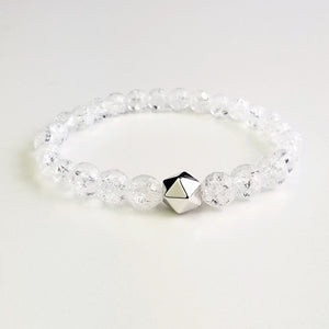 ice flake clear quartz crystal intention bracelet Anahata