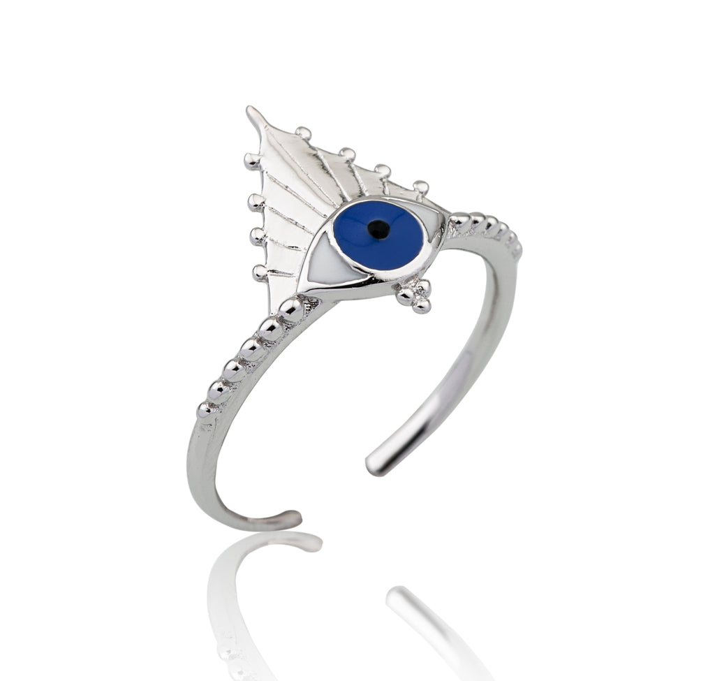 Visioning eye ring sterling silver enamel evil eye protection