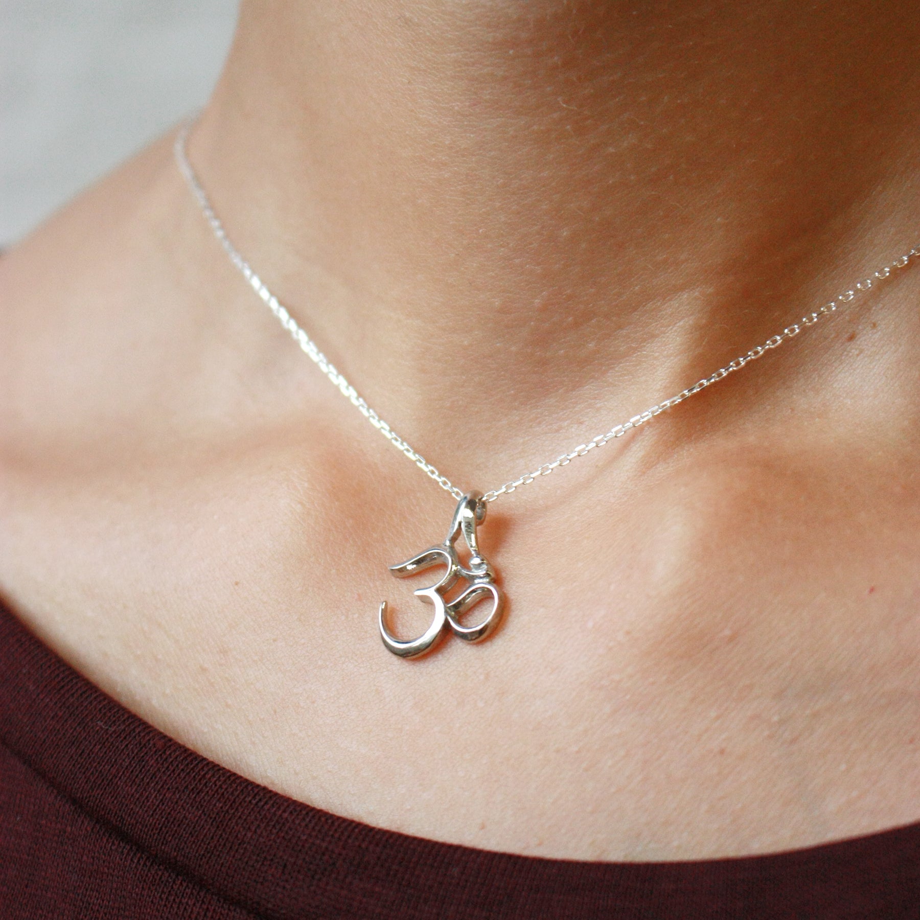 om necklace sterling silver om yoga jewelry