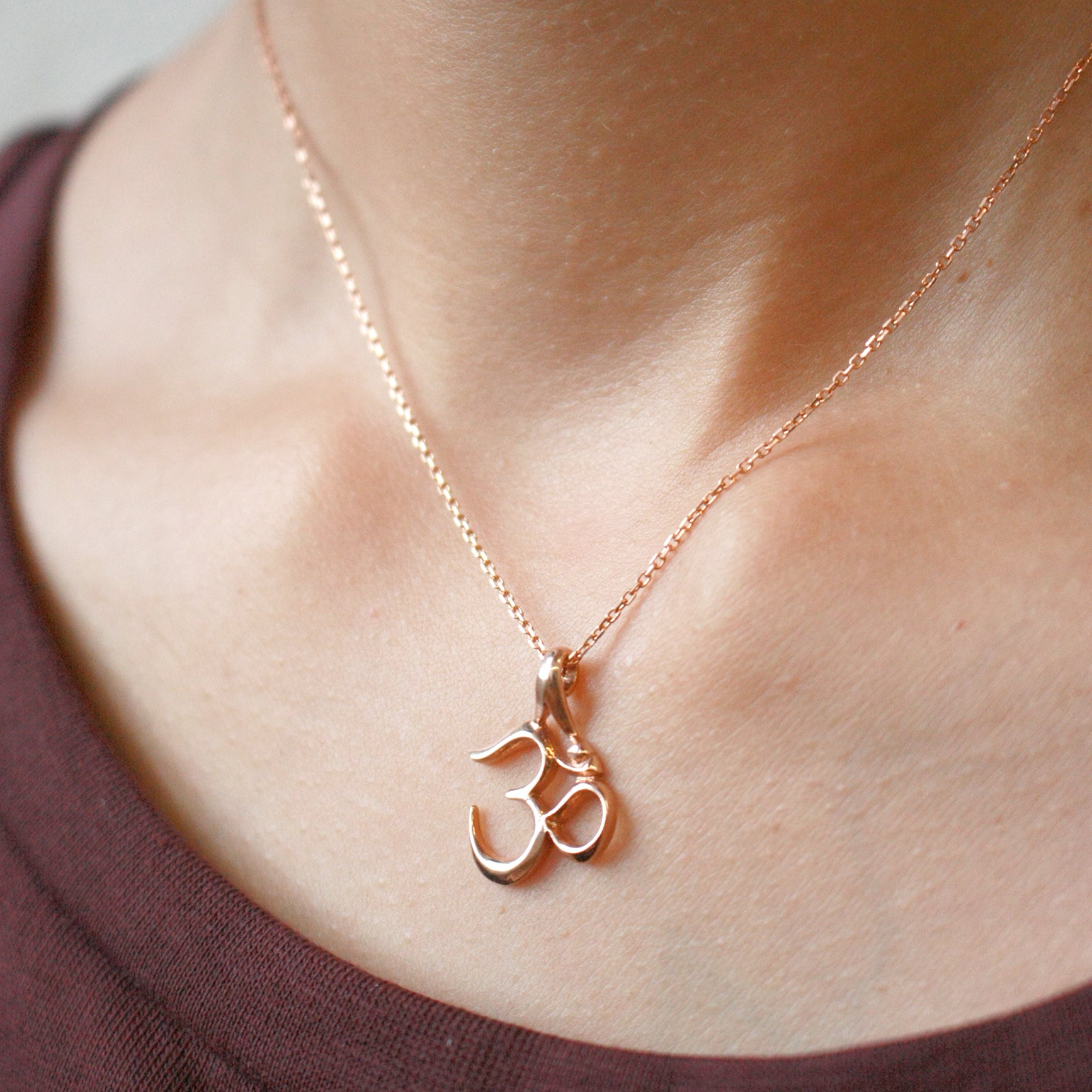om necklace yoga jewelry rose gold